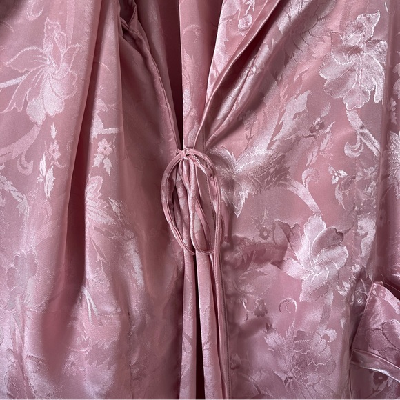Vintage Victoria's Secret Gold Label Rose Pink Satin Floral Full Length Robe - Picture 8 of 15